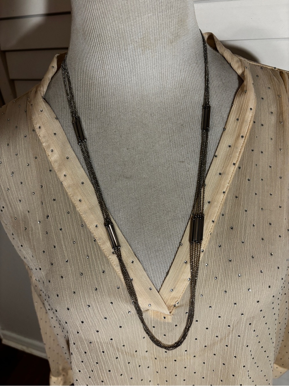 Express Long Gunmetal Layered Chain Necklace